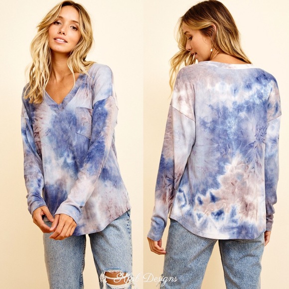❤️LAST CHANCE! ONE LEFT! V Neck Super Soft Tie Dye Top! - Picture 4 of 9